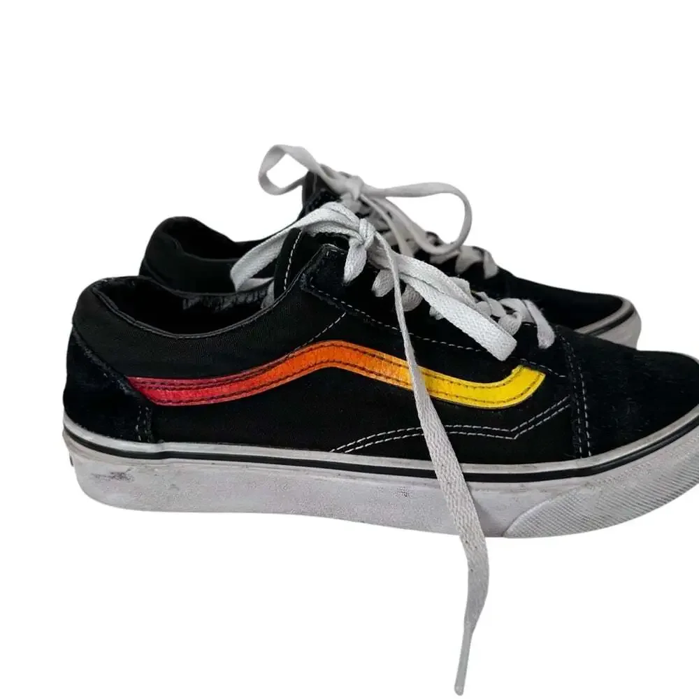 Vans Old Skool Black Sunset Stripe Sneakers Mens 5.5 Womens 7 Skate